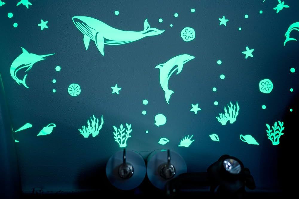 GLOPLAY Sea Animal Series (48pcs/Pack), Glow in The Dark Educational Wall Stickers, The Eco-Friendly | Amazon (US)