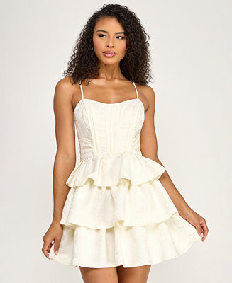 SENI & CADE Juniors' Sweetheart Neck Tier Dress - Macy's | Macy's