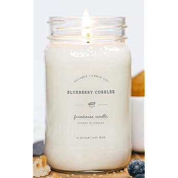 Antique Candle Co.® Blueberry Cobbler 16 Ounce Soy Wax Candle, 80 Hour Burn Time, Cotton Wick, M... | Amazon (US)