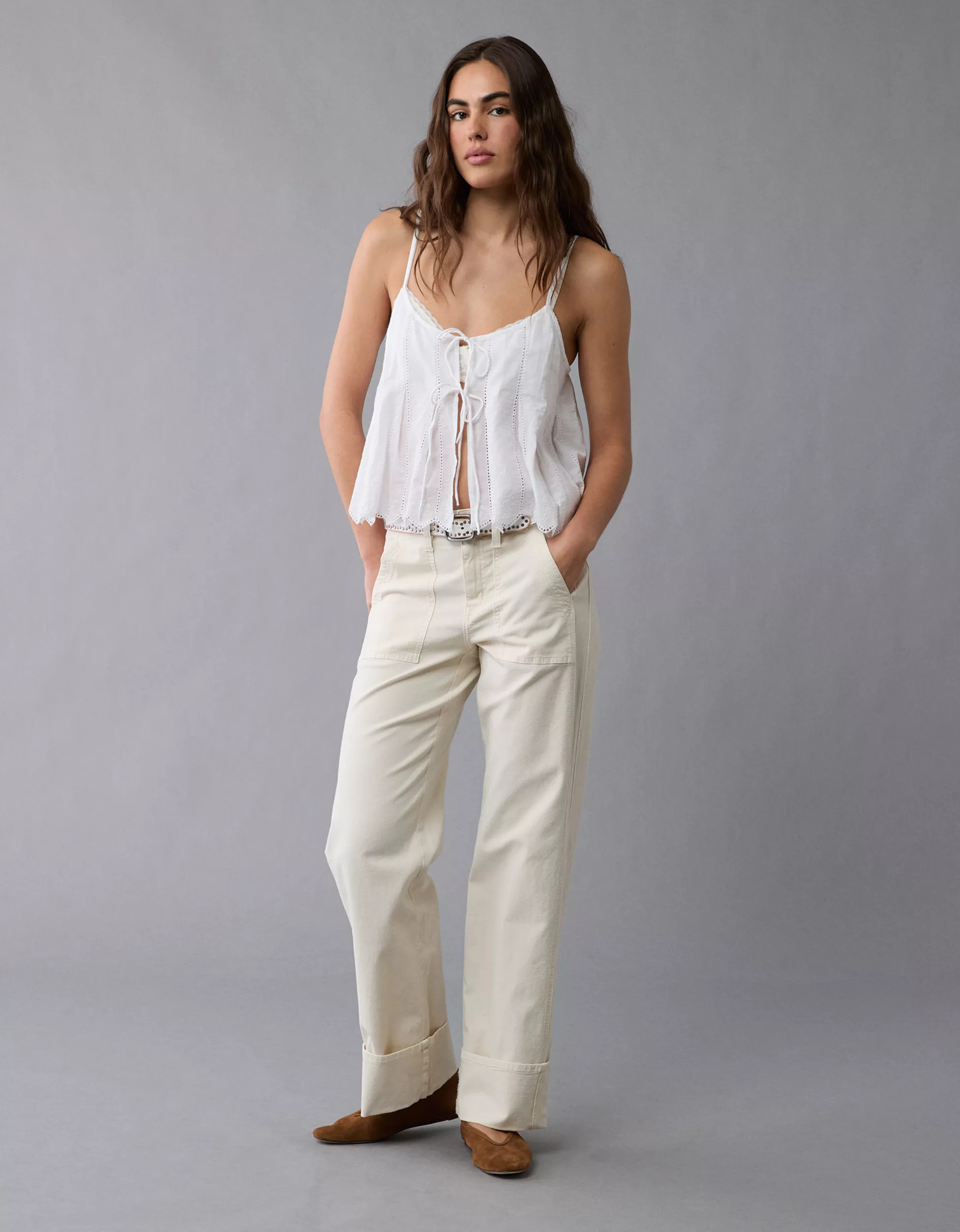 AE Pintuck Tie Front Cami | American Eagle Outfitters (US & CA)