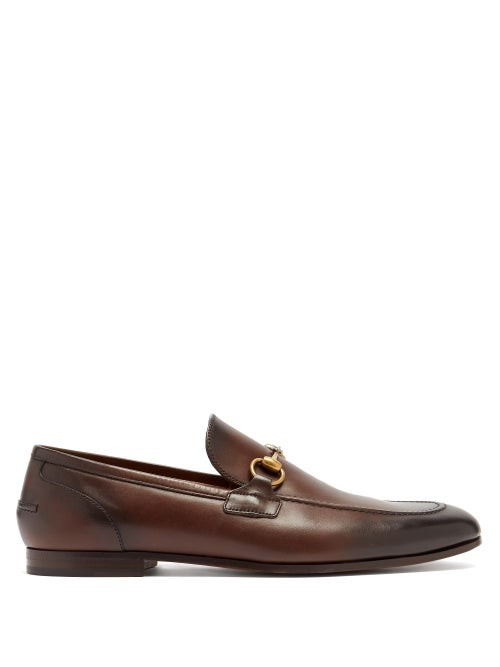 Gucci - Jordaan Horsebit Leather Loafers - Mens - Brown | Matches (US)