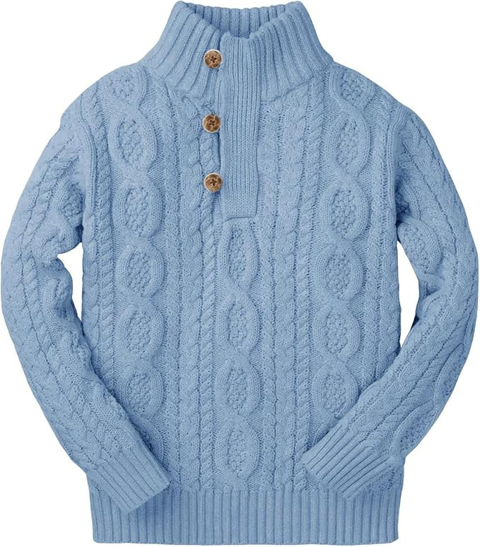 Kingdenergy Kids Sweaters Boys Turtleneck Button Up Cable Knit Winter Warm Long Sleeve Fall Pullo... | Amazon (US)