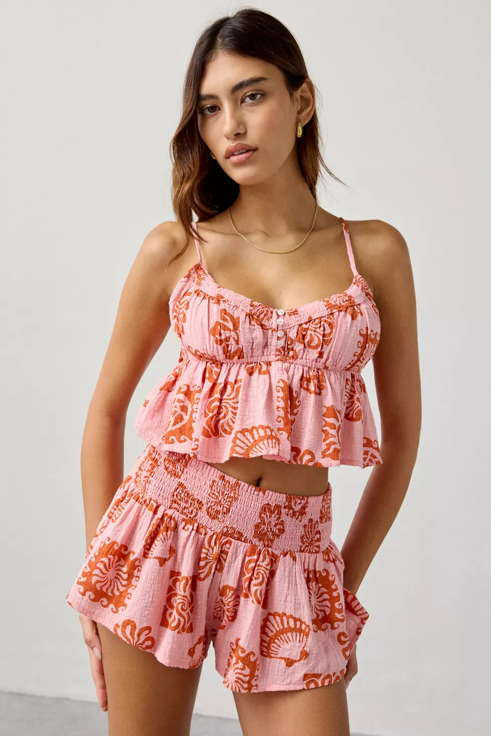 Out From Under Golden Hour Smocked Waist Short | Urban Outfitters (US and RoW)