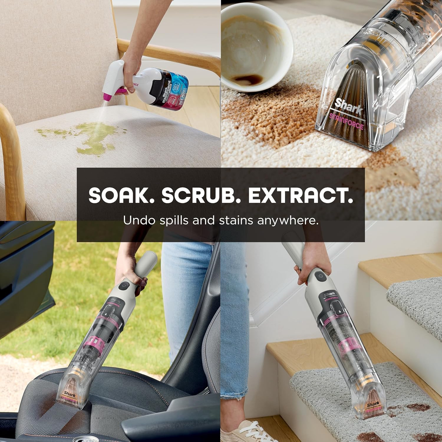 Shark StainForce Cordless Portable Spot, Stain, & Odor Remover System for Carpets, Area Rugs, Uph... | Amazon (US)