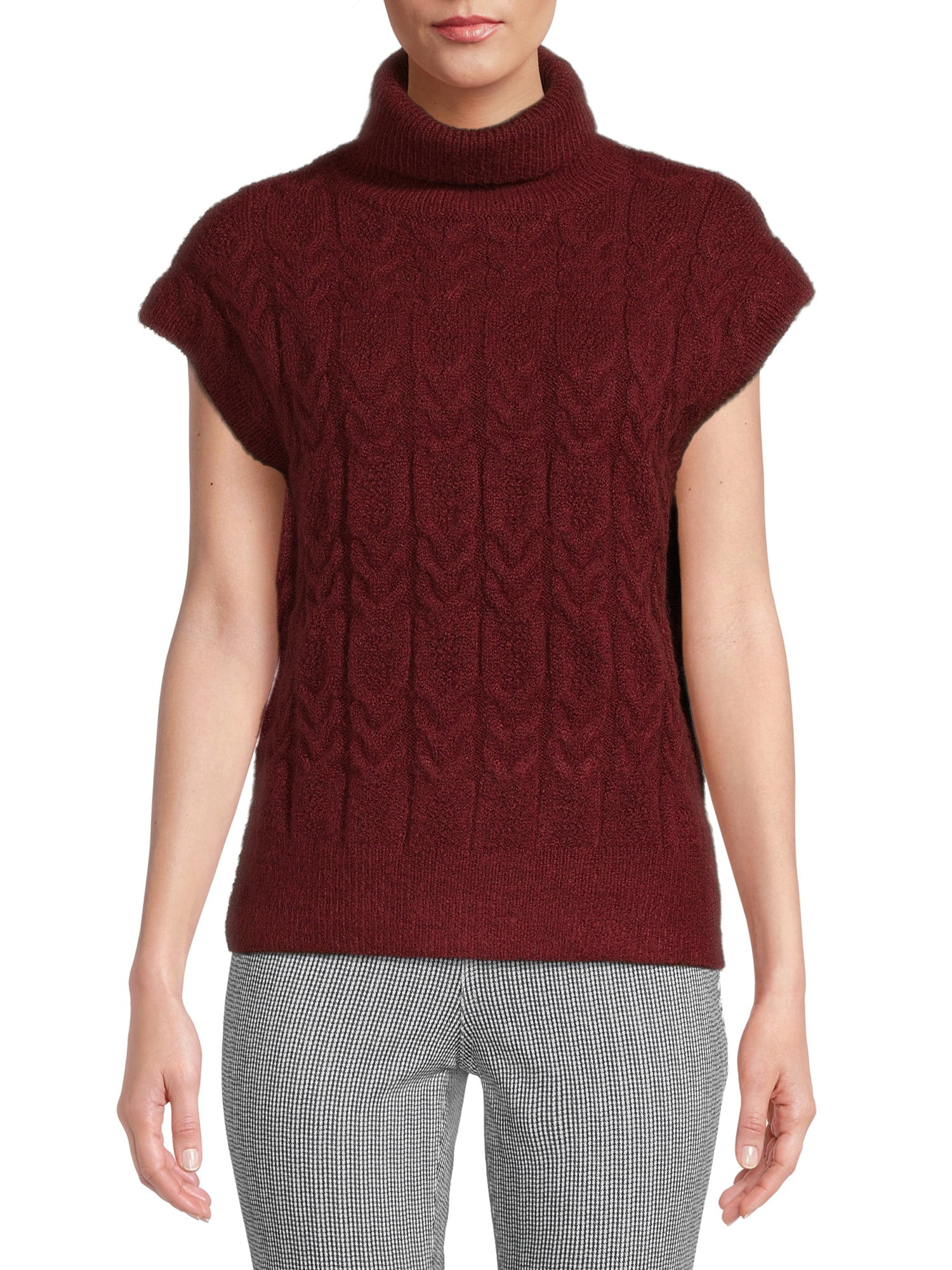 Time and Tru Women's Mock Neck Cable Sweater Vest, Sizes XS-XXXL | Walmart (US)
