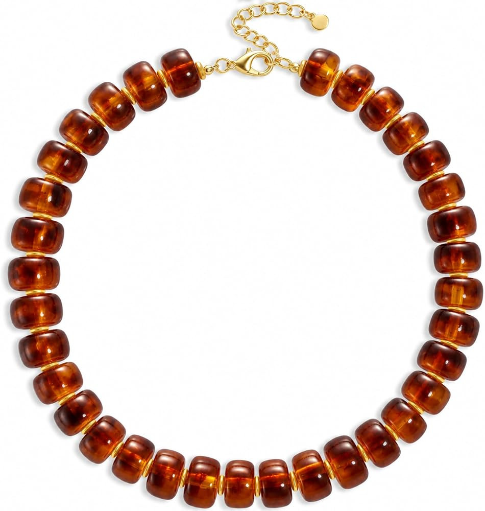 Chunky Beaded Necklace for Women, Statement Trendy Resin Bead | Amazon (US)