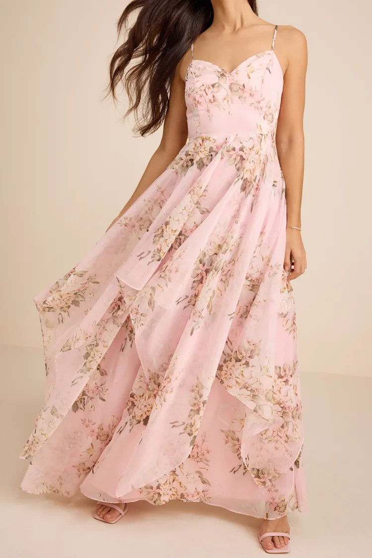 Breigh Blush Floral Sleeveless Maxi Dress | Lulus