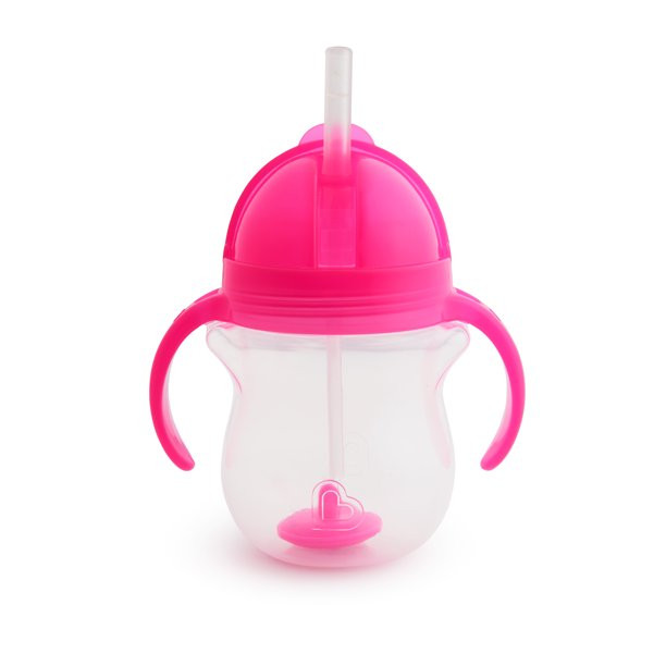 Munchkin Any Angle Click Lock Weighted Flexi Straw Trainer Cup, 7 Ounce, Pink, | Walmart (US)