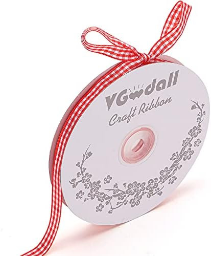 Red Gingham Ribbon, 3/8" x 50Yd Picnic Craft Ribbon Red Ribbons for Hair Accessories Craft and Ch... | Amazon (US)