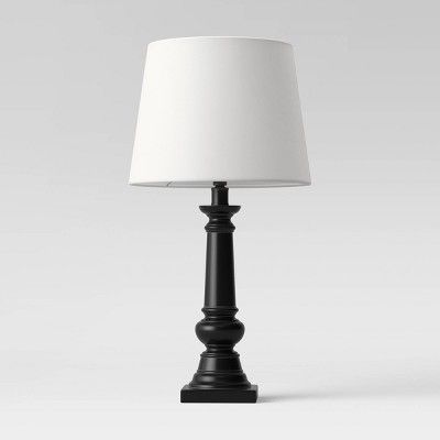 Column Lamp Black with Linen Shade - Threshold™ | Target