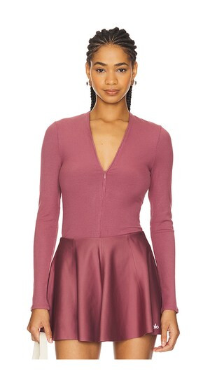 Ribbed Mesmerize Long Sleeve Top in Burgundy Truffle | Revolve Clothing (Global)