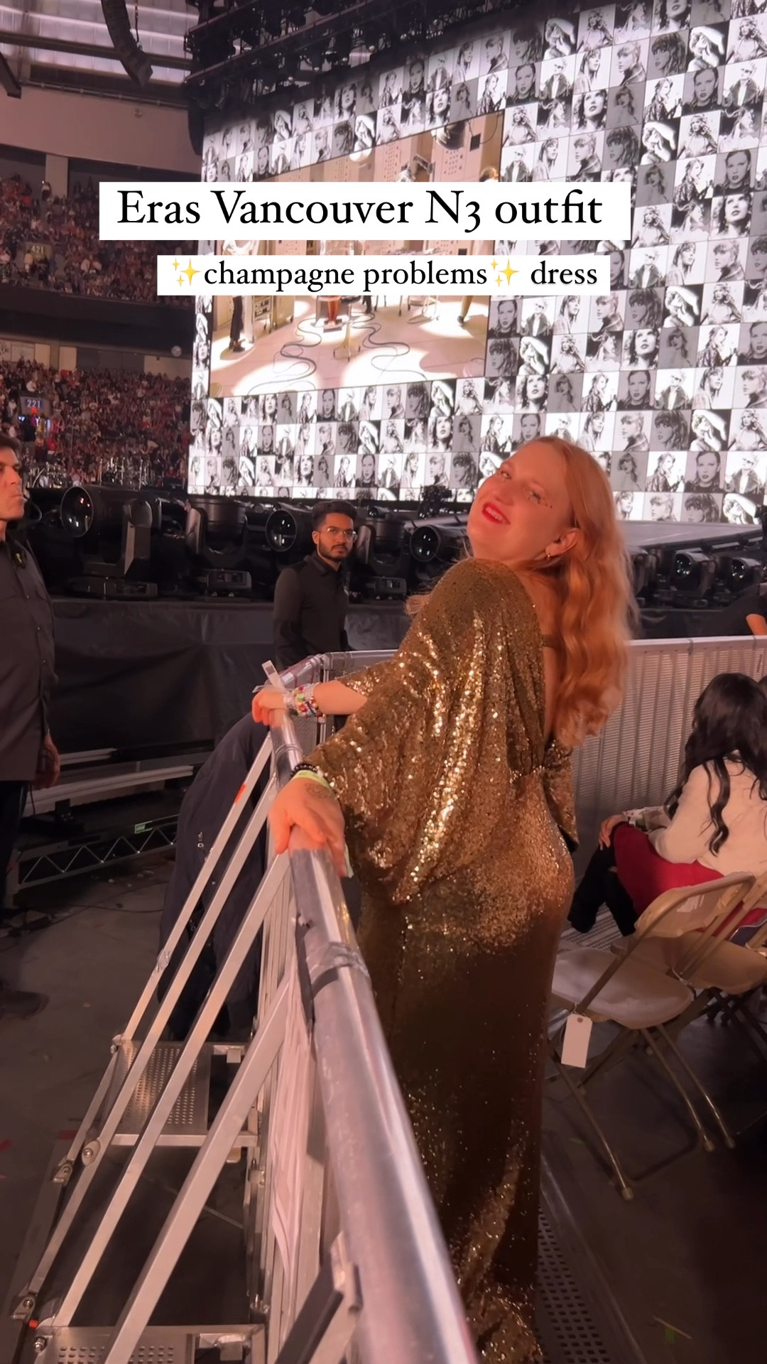 What I wore to the last ever era tour, I went to Vancouver night three and I had to wear this gold sparkly maxi ball gown that reminded me of champagne problems. I'm a size 14 this gold ball gown is so fun for New Year's Eve parties and holiday parties (wore it for NYE last year!) it's from Babeyond the make great 1920s style dresses! #babeyond #erastour #vancouver #golddress #ballgown #maxidress #sequin #vintage #1920s #flapper #taylorswift #eras

#LTKSeasonal #LTKHoliday #LTKMidsize
