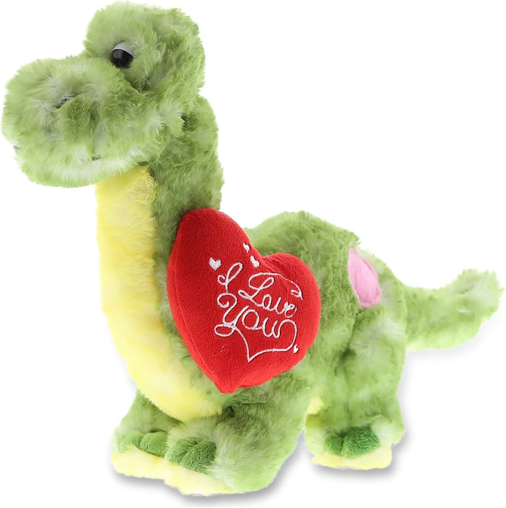 DolliBu I Love You Valentine Plush Green Dinosaur - Cute Stuffed Animal with Red Heart and Name P... | Amazon (US)