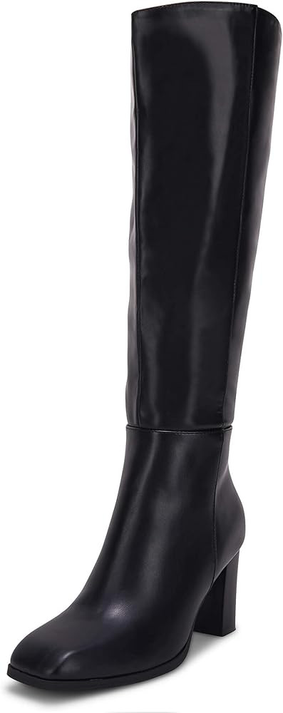 Coutgo Womens Knee High Boots Chunky Block Heels Square Toe Side Zipper Faux Suede Fall Winter Co... | Amazon (US)