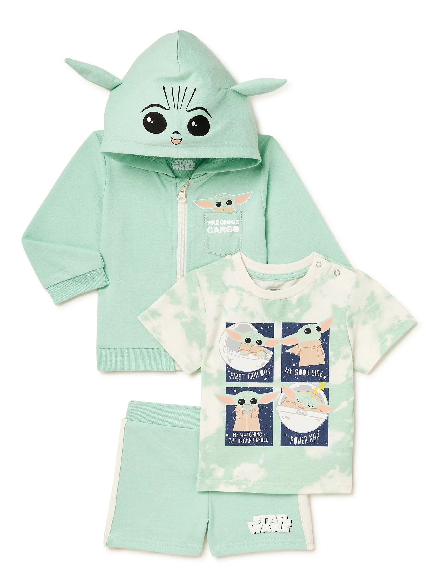 Star Wars Baby Yoda Baby Boy Cosplay Hoodie, T-Shirt & Shorts Outfit Set, 3-Piece, Sizes 0/3-24 M... | Walmart (US)