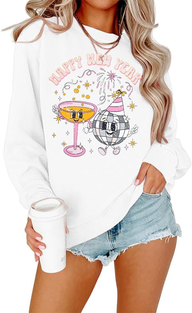 MNLYBABY Happy New Year Sweatshirts 2025 New Year Party Shirts Merry Christmas Holiday Long Sleev... | Amazon (US)