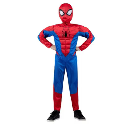 Kids' Marvel Spider-Man Muscle Chest Halloween Costume Jumpsuit with Mask | Target