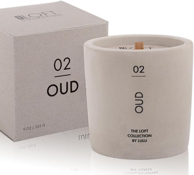 Lulu Candles | Oud, Sandalwood & Jasmine Scented Candle | The Loft Collection | Concrete Cement J... | Amazon (US)