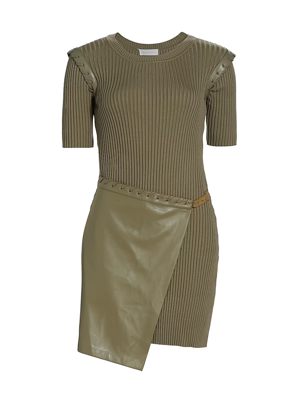 Gianina Rib-Knit & Vegan Leather Combo Minidress | Saks Fifth Avenue