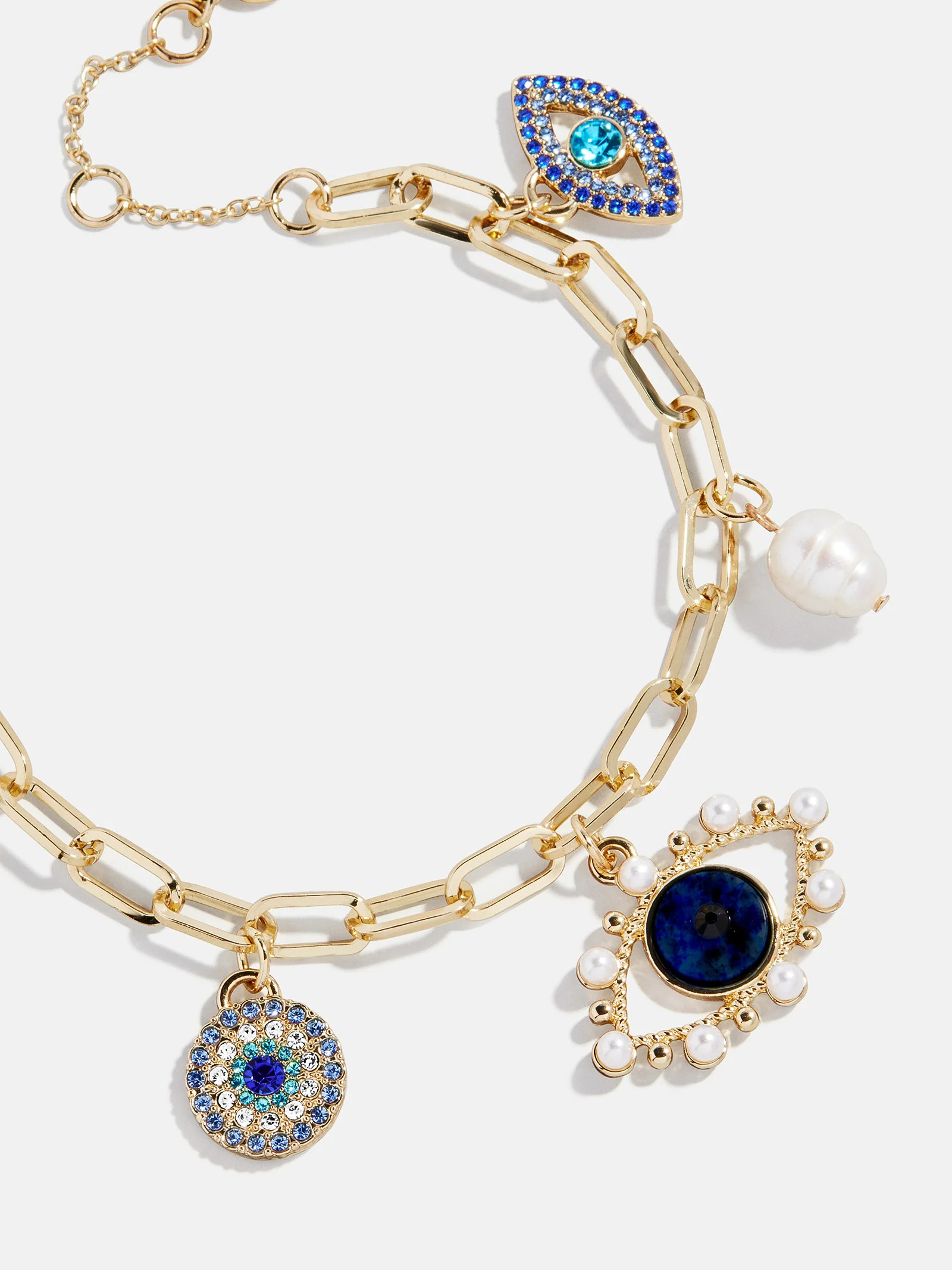 Evil Eye Charm Bracelet - Gold/Blue | BaubleBar