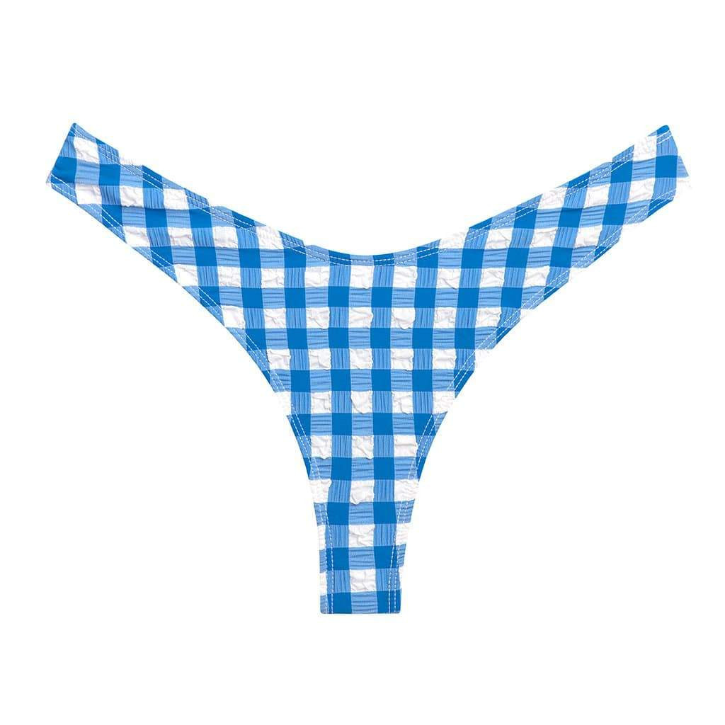 Blue Gingham Lulu Scrunch Bikini Bottom | Montce