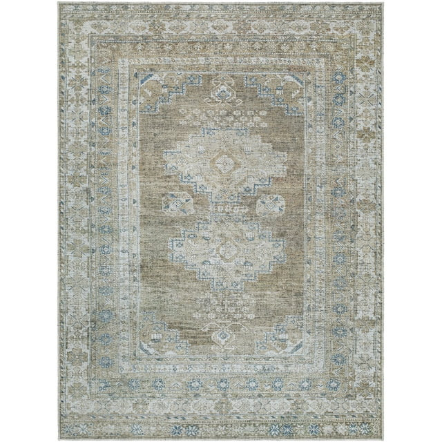 Better Homes & Gardens Geo Medallion Washable Non-Skid Area Rug, Sage, 5'3" x 7' | Walmart (US)