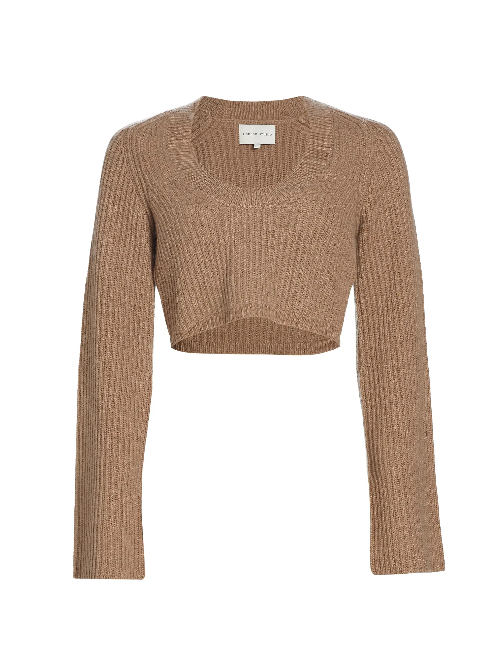 Shop Loulou Studio Cashmere Crop Sweater | Saks Fifth Avenue | Saks Fifth Avenue