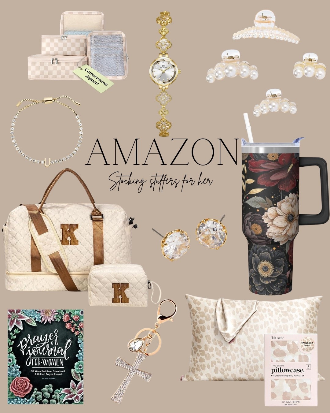 Amazon stocking stuffers for her

Hair claw clips. Women’s devotional. Insulated cup. Tumblr. Personalized. Travel bags. Weekender. Jewelry. Watches. 

#LTKHoliday #LTKGiftGuide #LTKHome