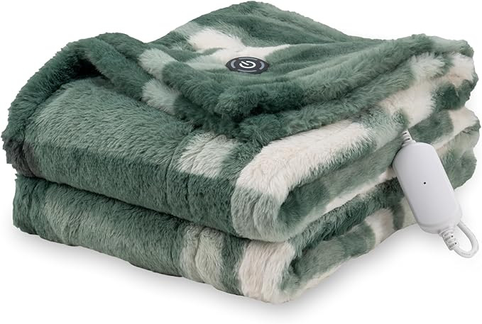 Berkshire Blanket Heated Throw Blanket, Grace Fur to Loftmink Reversible Electric Throw with 4 He... | Amazon (US)