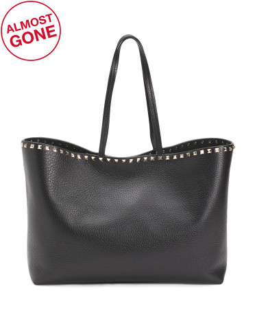 Made In Italy Leather Large Rockstud Tote | TJ Maxx