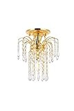 Elegant Lighting 6801F9G/RC Royal Cut Clear Crystal Falls 1-Light, Single-Tier Flush Mount Crystal C | Amazon (US)