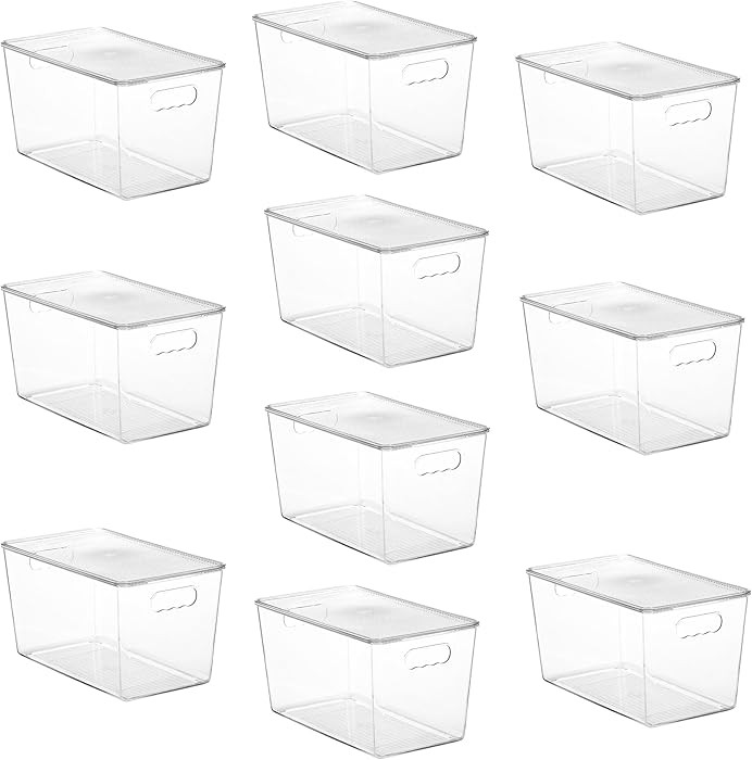 Vtopmart 10 Pack Clear Stackable Storage Bins with Lids,XLarge Plastic Containers with Handle for... | Amazon (US)