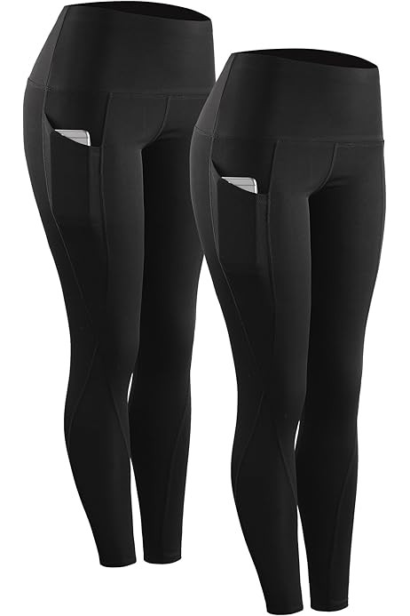 HIGHDAYS 2 Pack Yoga Pants for Women - High Waist Soft Womens Leggings with Pockets for Workout, Run | Amazon (US)