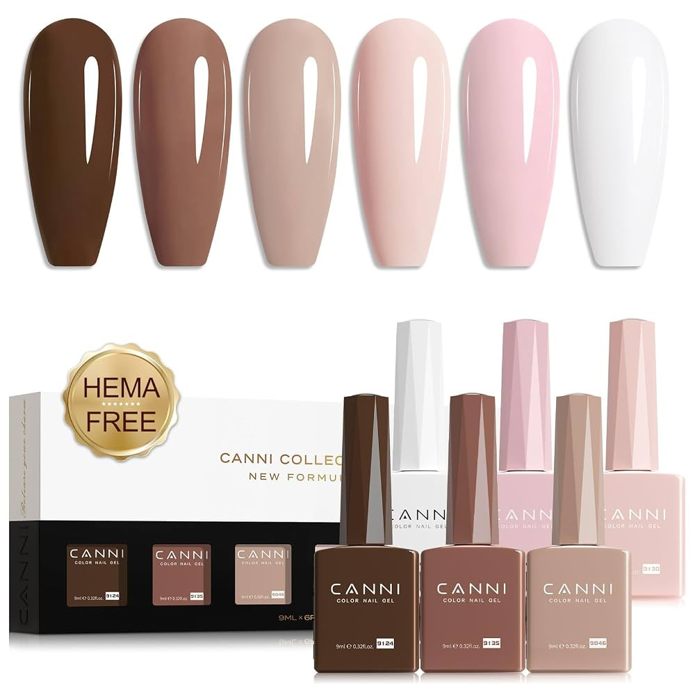 CANNI Gel Nail Polish Kit -6 Colors Nude Pink 9ML Gel Polish Set Skin Tones French Nail Neutral B... | Amazon (US)