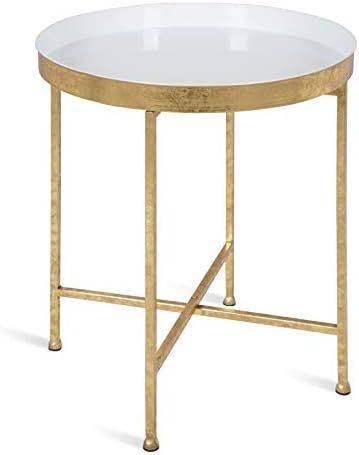 Kate and Laurel Celia Metal Foldable Round Accent Table, 18.25" x 18.25" x 22", White Surface and... | Amazon (US)