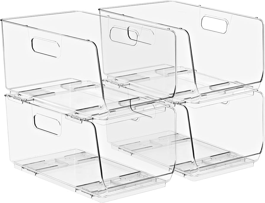 Sorbus Stackable Storage Bins Open Front - Clear Stackable Storage Bins - Pantry Bins for Storage... | Amazon (US)