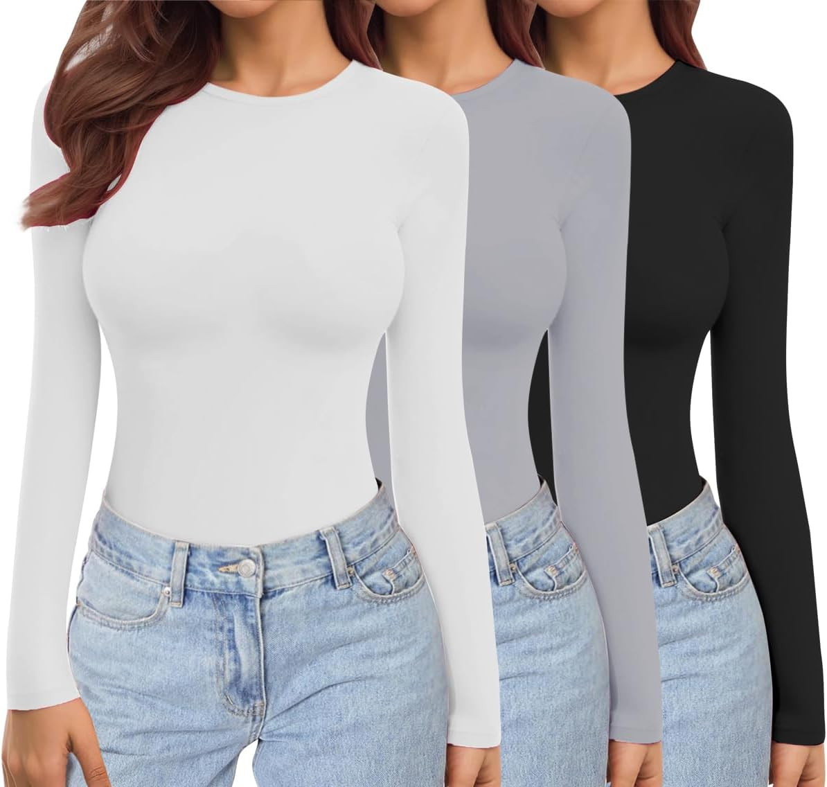 Ekouaer Womens Long Sleeve Tops Thermal Tee 1&3 Pack | Amazon (UK)