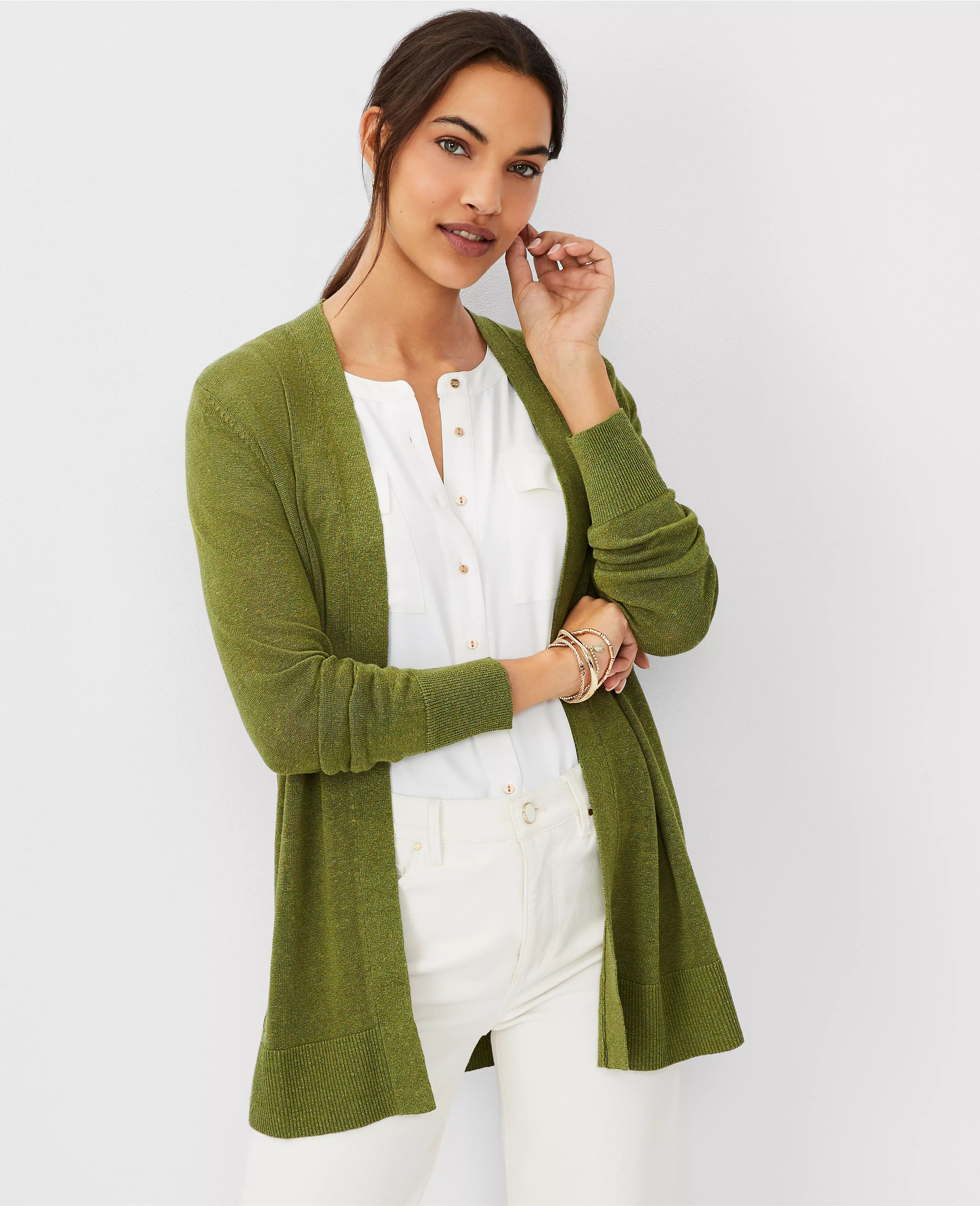 Linen Blend Open Cardigan | Ann Taylor (US)