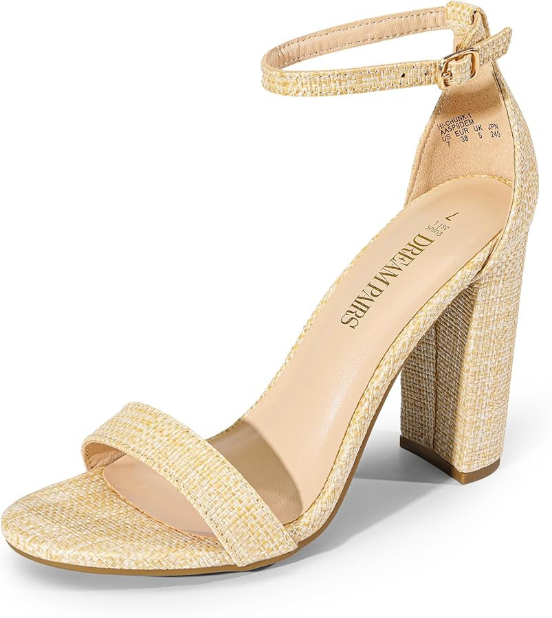 DREAM PAIRS Women's Hi-Chunk High Heel Pump Sandals | Amazon (US)