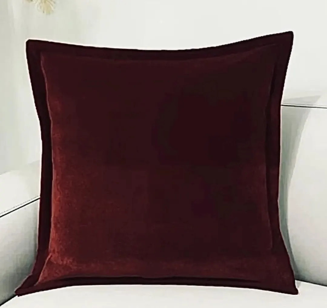 Luxury Burgundy Velvet Pillow Cover Decorative Throw Pillow Case Eurosham Pillows Couch Sofa Bed ... | Etsy (US)
