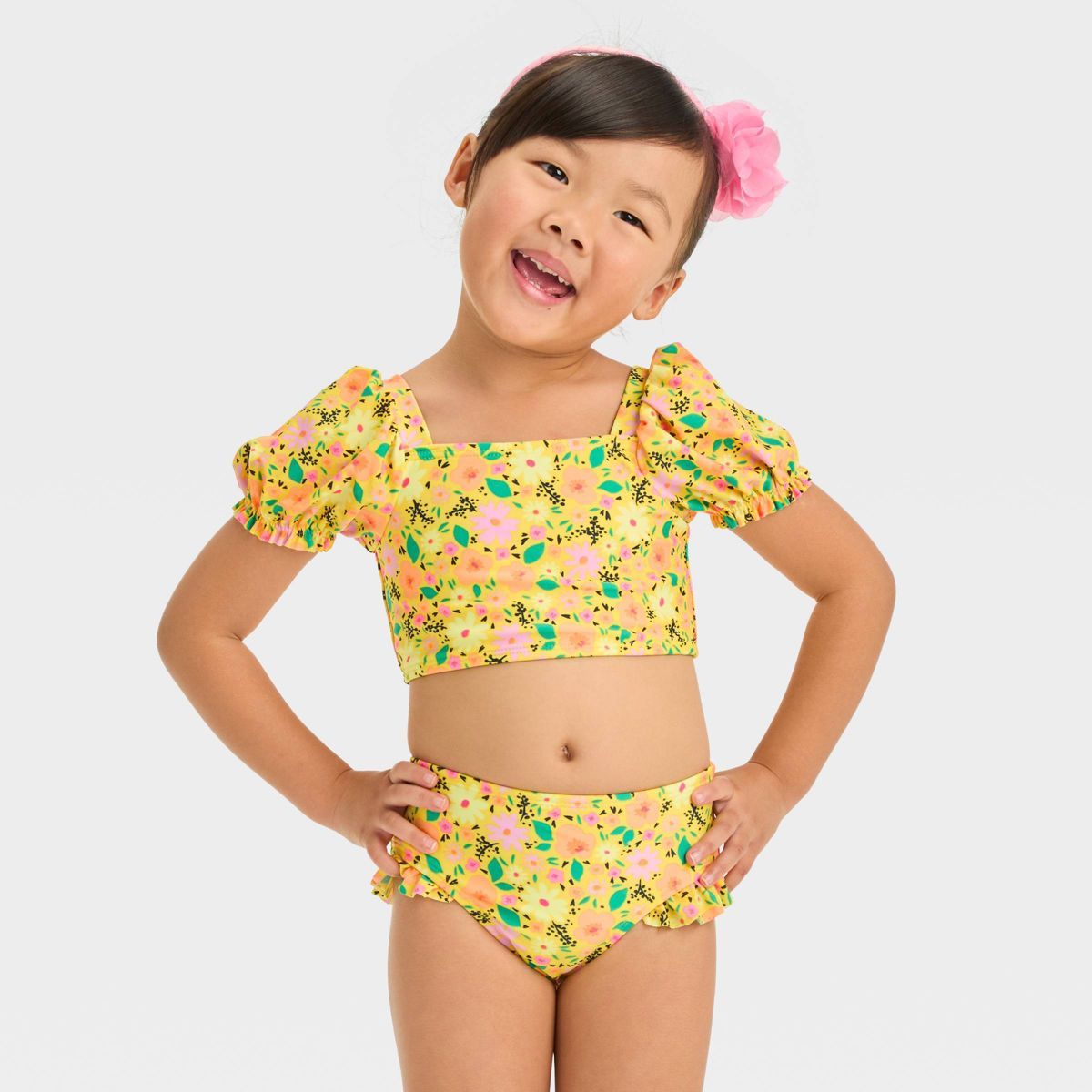 Toddler Girls' Puff Sleeve Bikini Set - Cat & Jack™ | Target