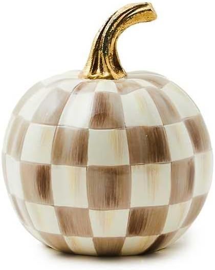 MACKENZIE-CHILDS Mini Pumpkin, Resin Halloween Home Decor, Brown-and-White Mocha Check | Amazon (US)