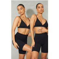 Basic Black Triangle 2 Pack Bralette | PrettyLittleThing CAN