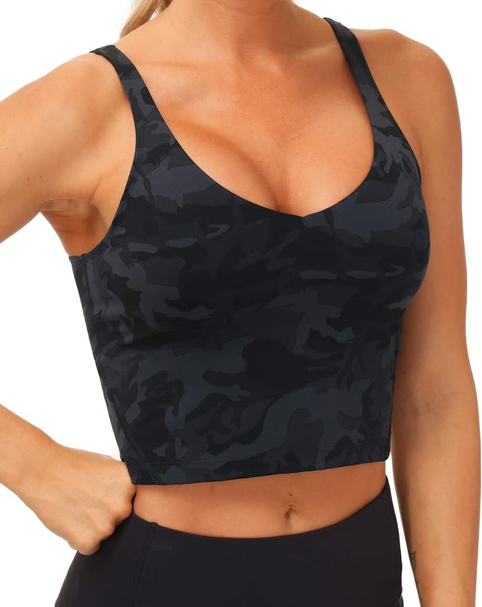 Women’s Longline Sports Bra Wirefree Padded Medium Support Yoga Bras Gym Running Workout Tank T... | Amazon (US)