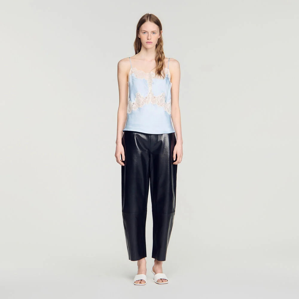 Lingerie-style top with lace | Sandro US | Sandro-Paris US