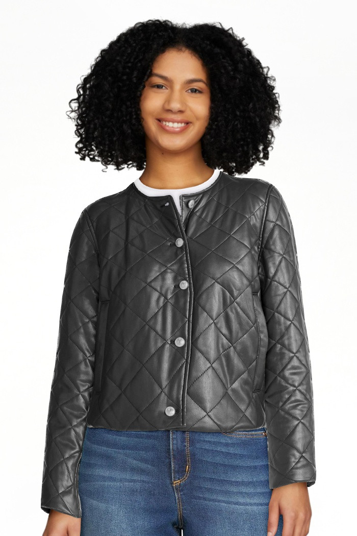 Sofia by Sofia Vergara Women's Faux Leather Quilted Jacket, Sizes XS-XXL | Walmart (US)