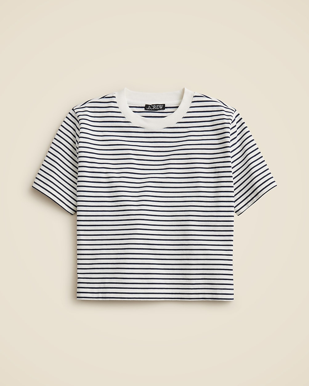 Relaxed premium-weight cropped T-shirt in stripe | J. Crew US