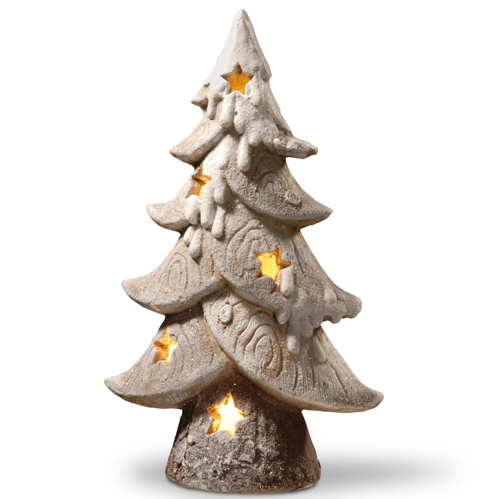 17.25" White and Gray LED Lighted Christmas Tree Tabletop Decor - Walmart.com | Walmart (US)