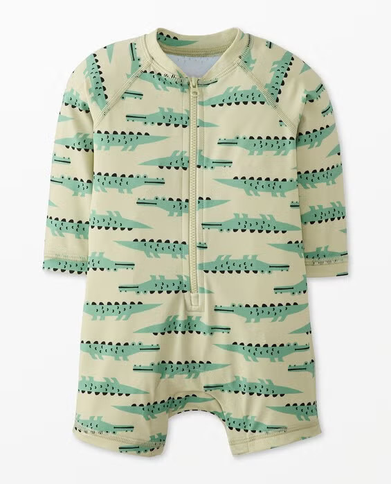 Boys' June The Gator On Leek Green Baby Rash Guard Swimsuit - Size Toddler 18-24 mos by Hanna Andersson | Hanna Andersson