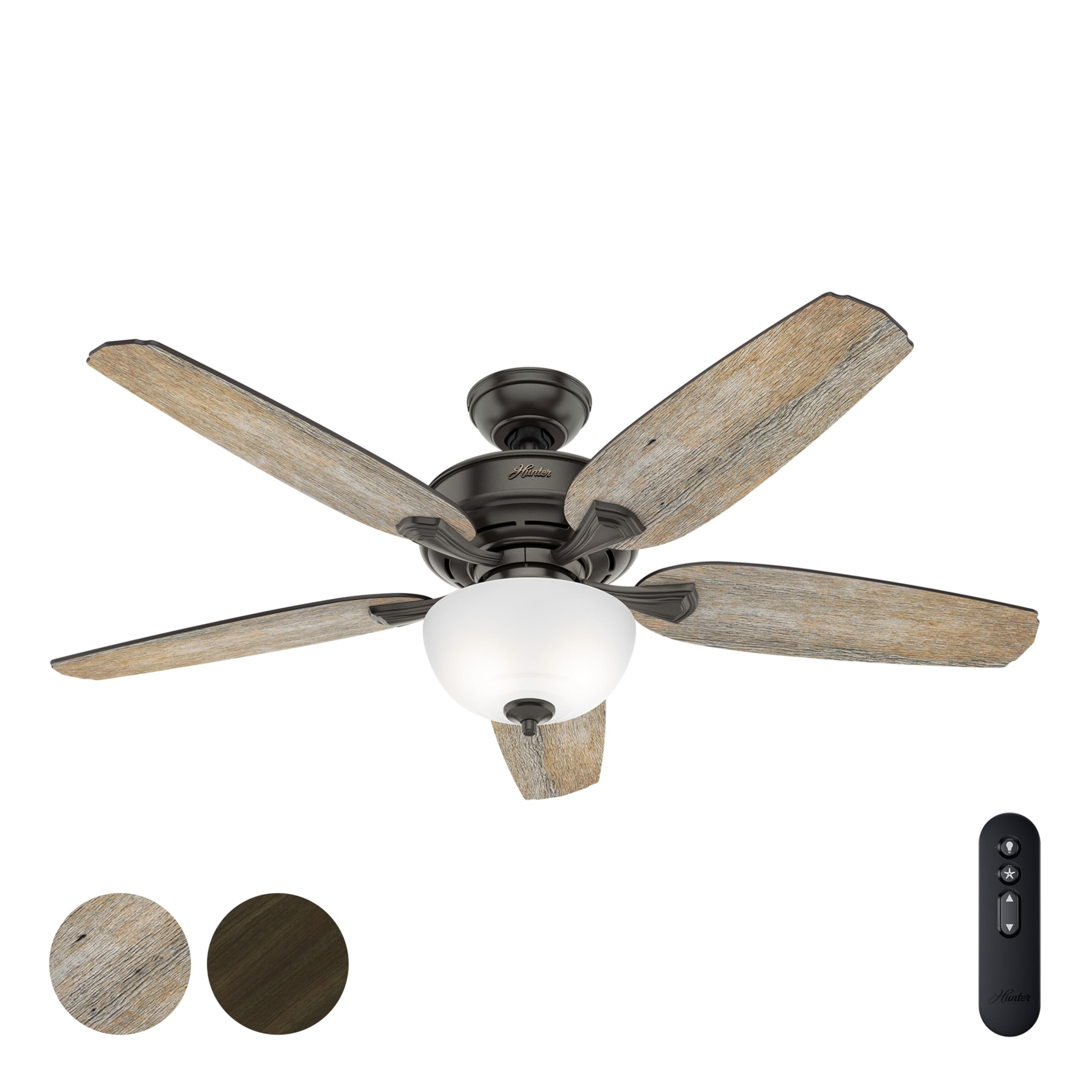 Hunter Fan 54 Inch Casual Noble Bronze Indoor LED Ceiling Fan with Reversible Blades, Light Kit C... | Amazon (US)
